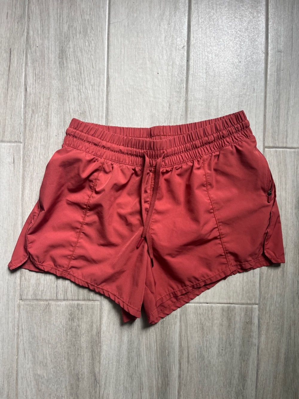 90 Degree By Reflex Coral-Red Athletic Shorts with Elastic Waist